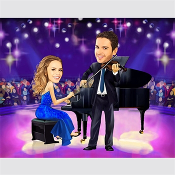 Musician Couple Caricature from Photos - myDaVinci